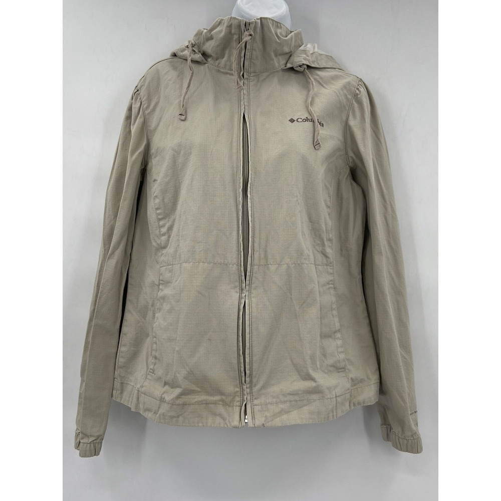 VTG Columbia Jacket Womens Size Medium Full Zip Up Hoodie Tan Brown